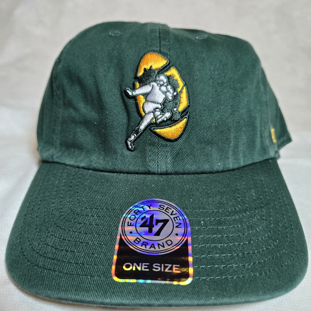 NWT 47 Brand Green Bay Packers Throwback "Running Logo"  Dad Cotton Clean Up Hat